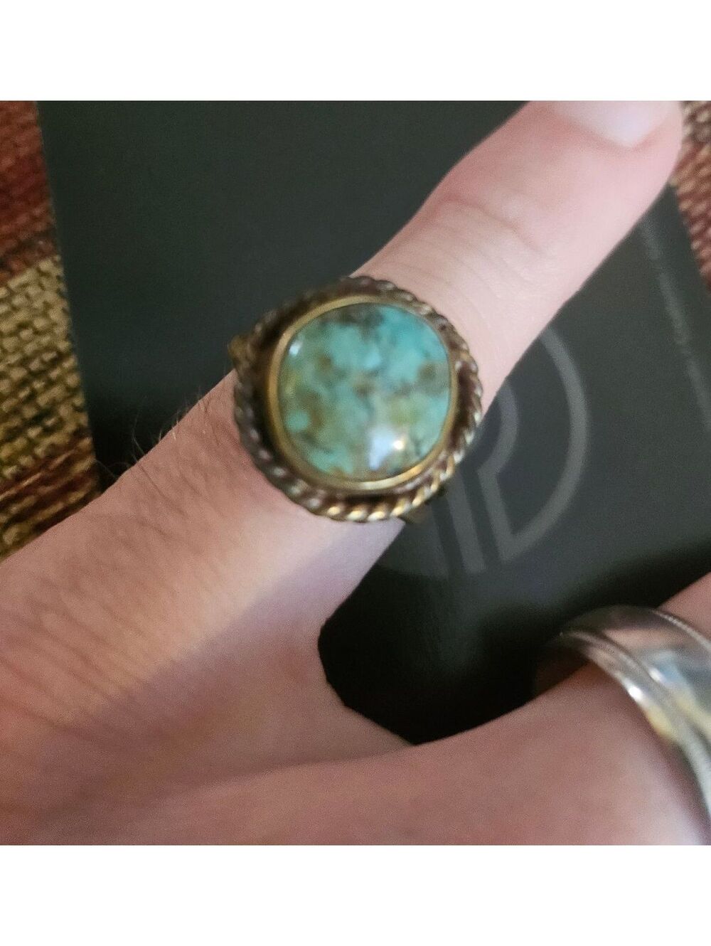 Barse Turquoise Copper Chunky Ring - size and origin unknown - as shown